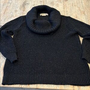 Michael Kors Collection Black Cowl Neck Sweater with shimmer